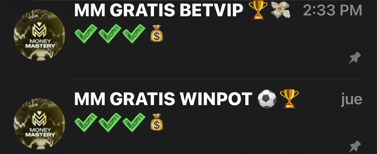 Los dos grupos de Money Mastery en WhatsApp: MM GRATIS BETVIP y MM GRATIS WINPOT