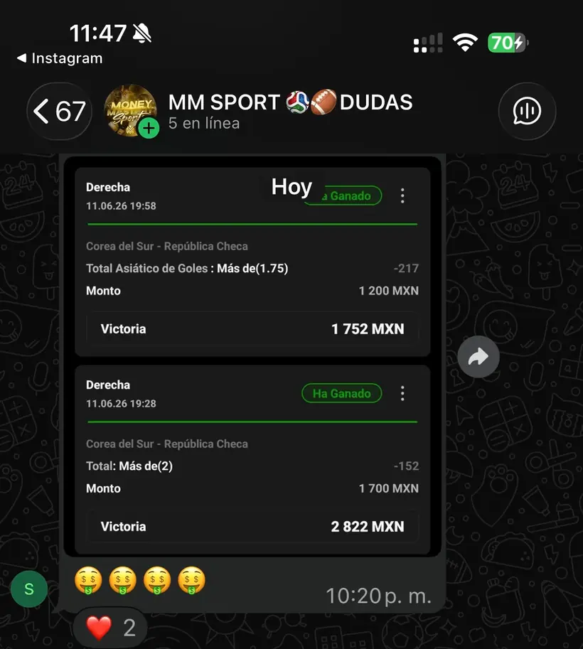 Captura de un miembro con una apuesta ganada