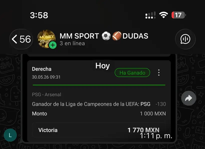 Captura de un miembro con una apuesta ganada