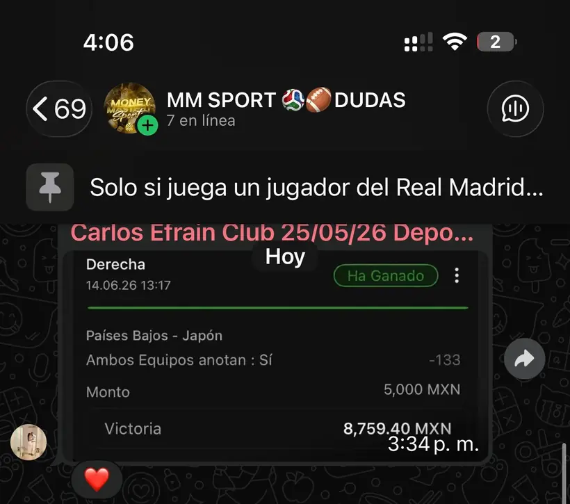Captura de un miembro con una apuesta ganada