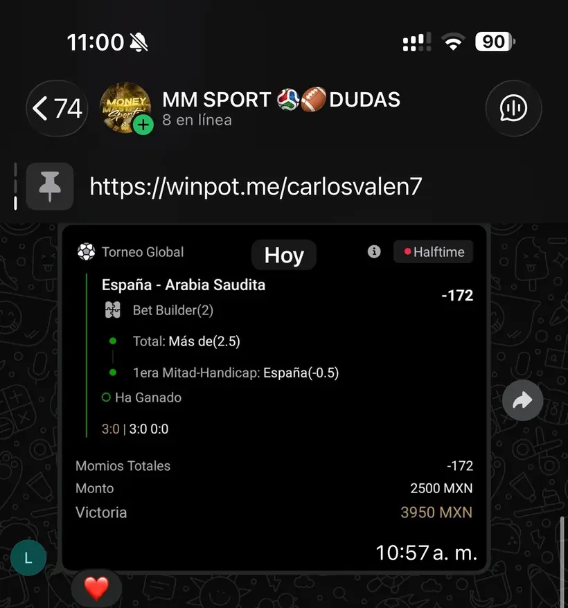 Captura de un miembro con una apuesta ganada