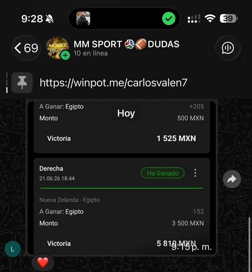 Captura de un miembro con una apuesta ganada