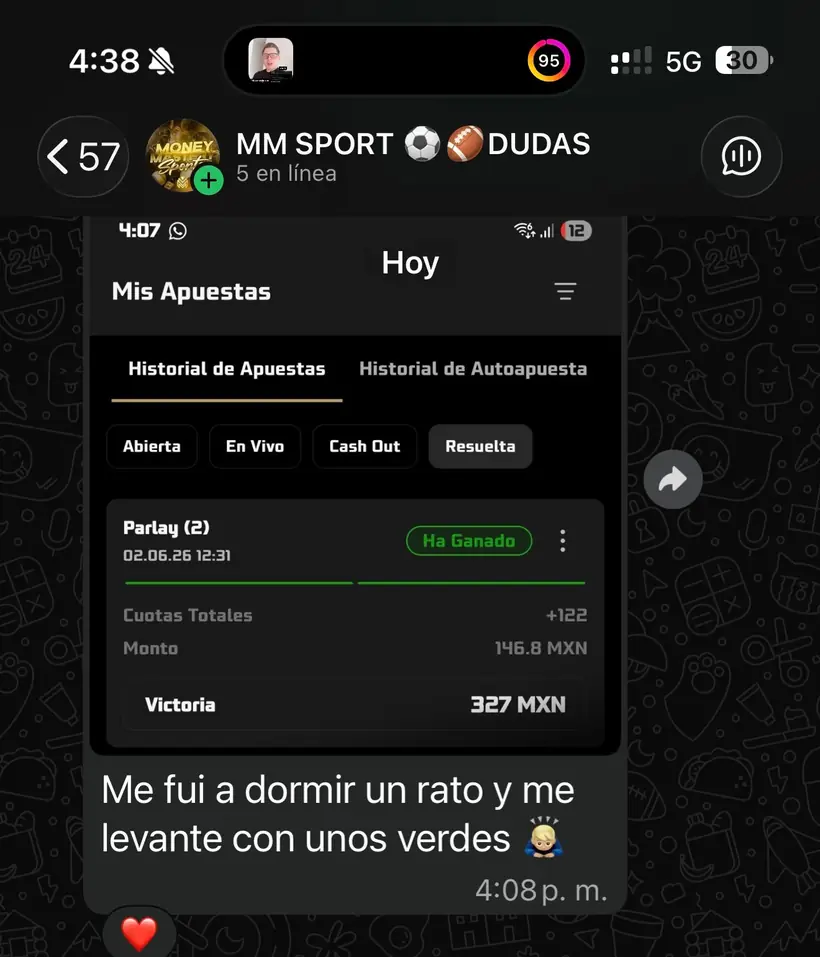 Captura de un miembro con una apuesta ganada
