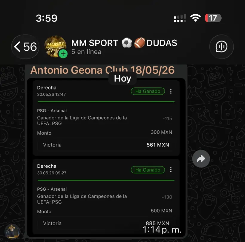Captura de un miembro con una apuesta ganada