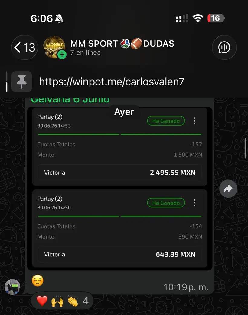 Captura de un miembro con una apuesta ganada