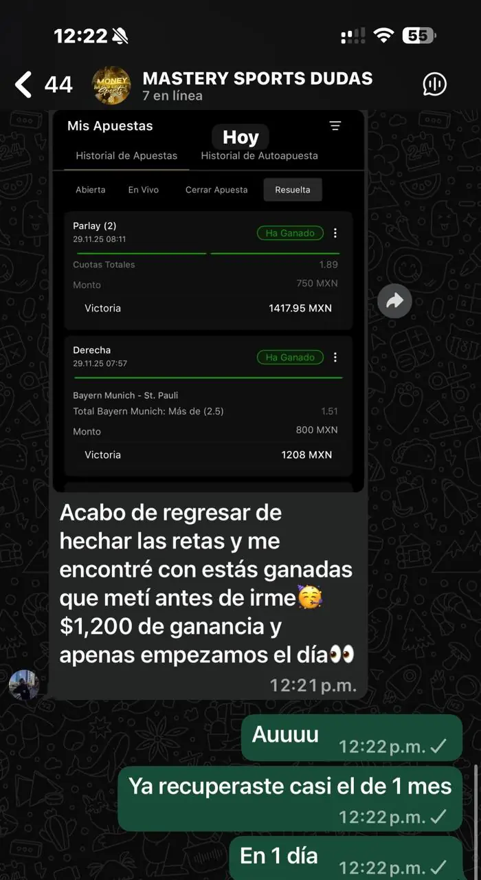 Captura de un miembro con una apuesta ganada