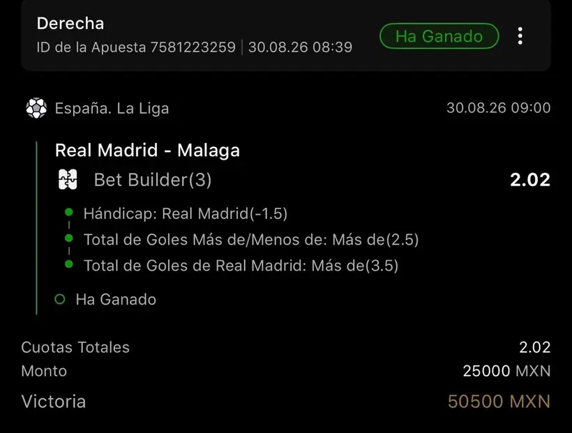 Captura de un miembro con una apuesta ganada