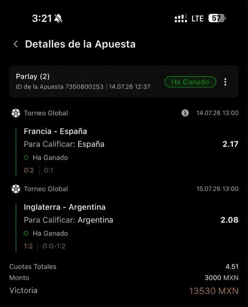 Captura de un miembro con una apuesta ganada